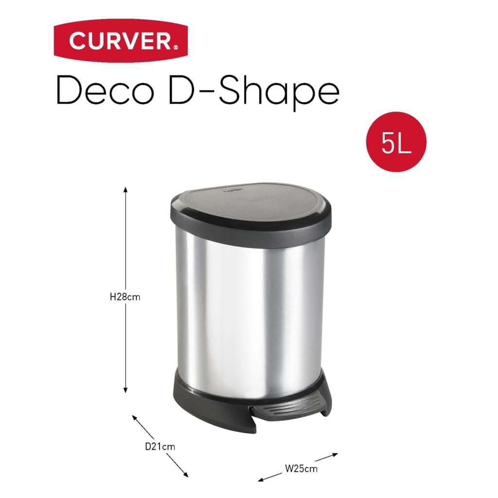 Curver Pedal Bin Deco Oval 5L Silver