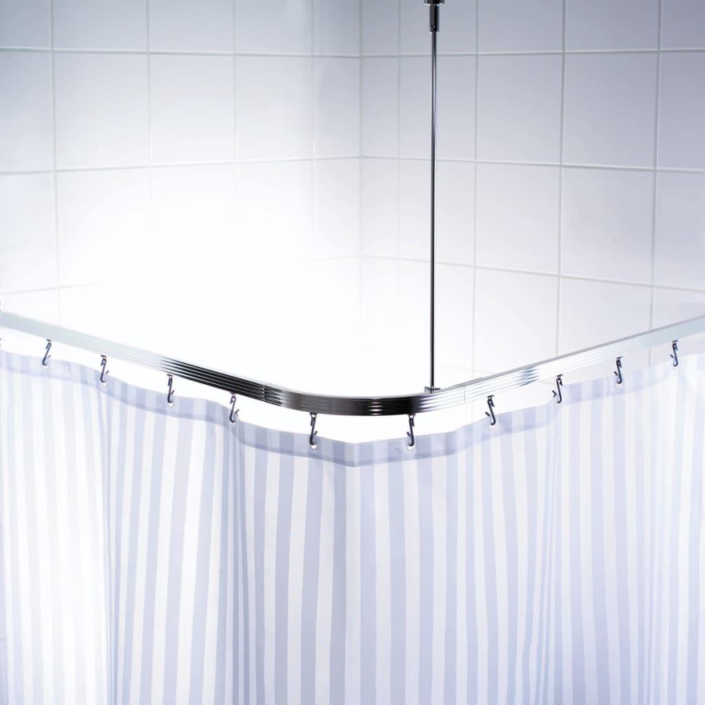 Ridder Universal Corner Shower Curtain Rail With Hooks Chrome 52500