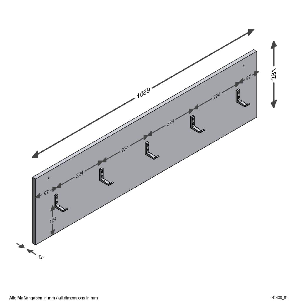 Fmd Wall-Mounted Coat Rack 108.9X1.5X28.1 Cm Artisan Oak