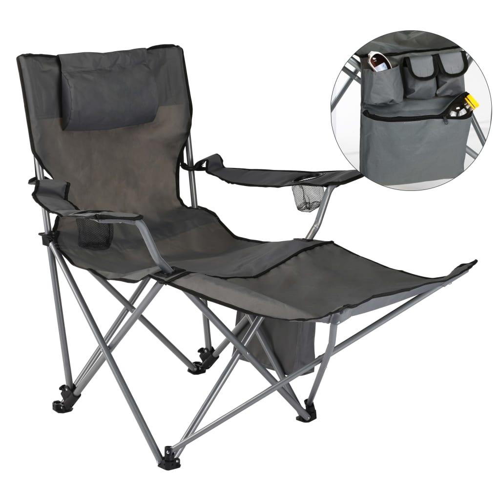 Hi Luxury Camping Chair With Foot Rest Anthracite