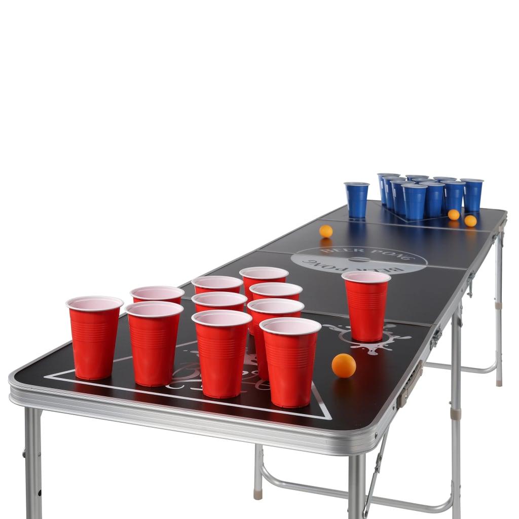 Hi Beer Pong Folding Table Height Adjustable Black