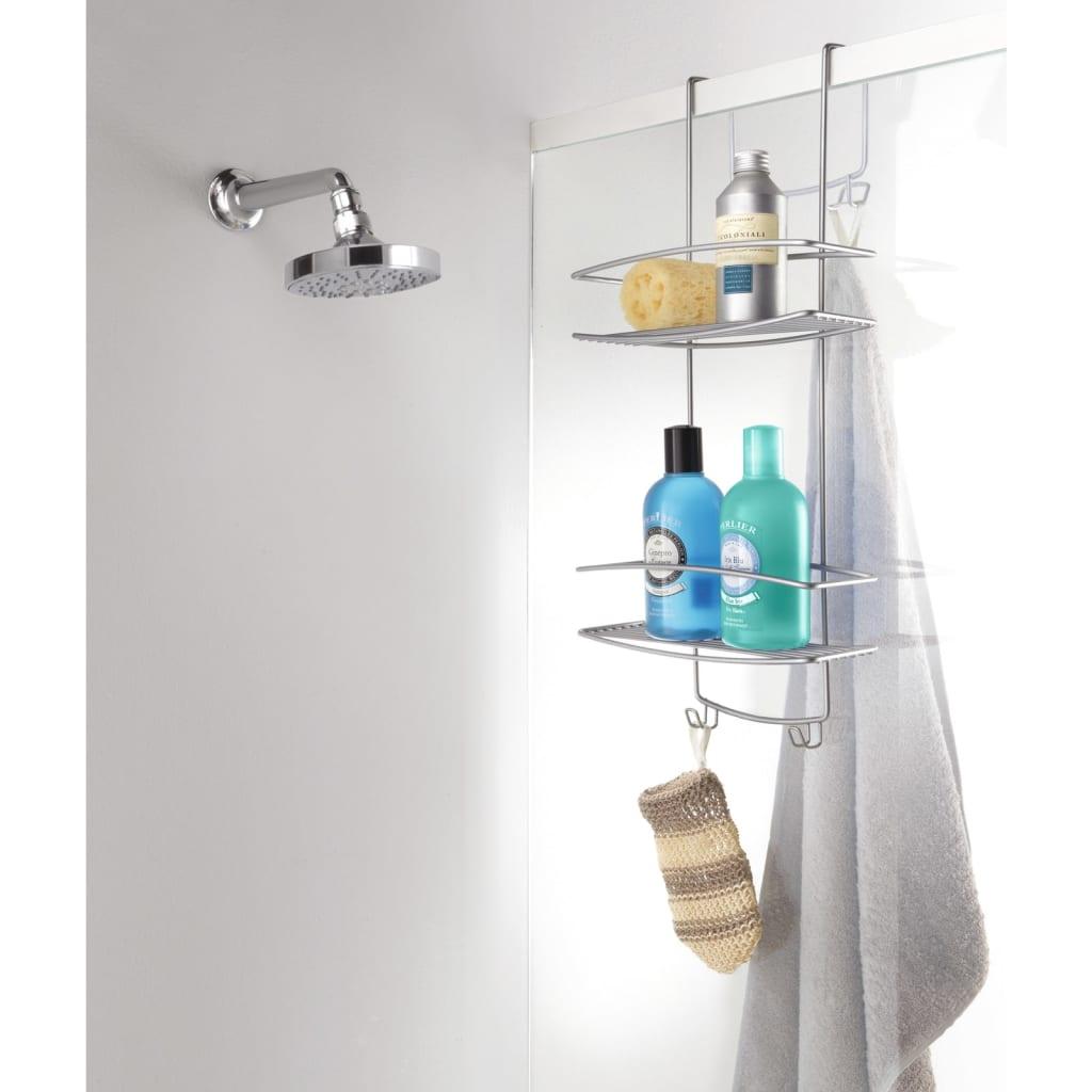 Metaltex 2-Tier Douche Rack With Hooks Onda Silver