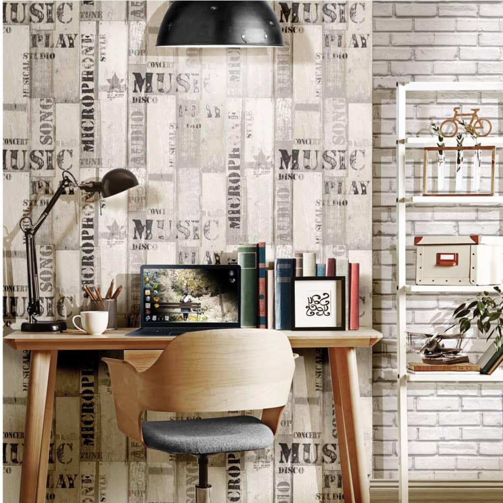 Noordwand Wallpaper Urban Friends & Coffee Wooden Planks Words