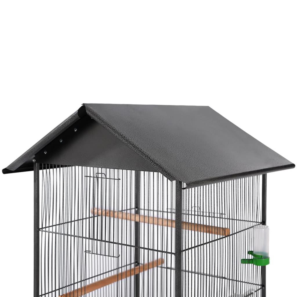 Trendyproduct.co.uk Bird Cage With Roof 66X66X155 Cm Steel vidaXL Animals & Pet Supplies Animals & Pet Supplies > Pet Supplies > Bird Supplies > Bird Cages & Stands Bird Cages & Stands Bird Supplies Black parcel Pet Supplies vidaXL