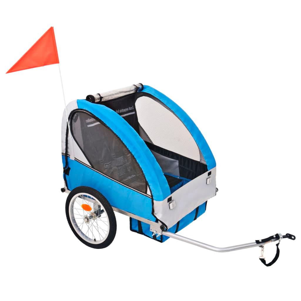 Bike Trailer Grey And Blue 30 Kg