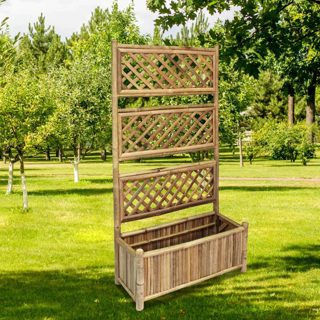 Garden Raised Bed With Trellis Bamboo