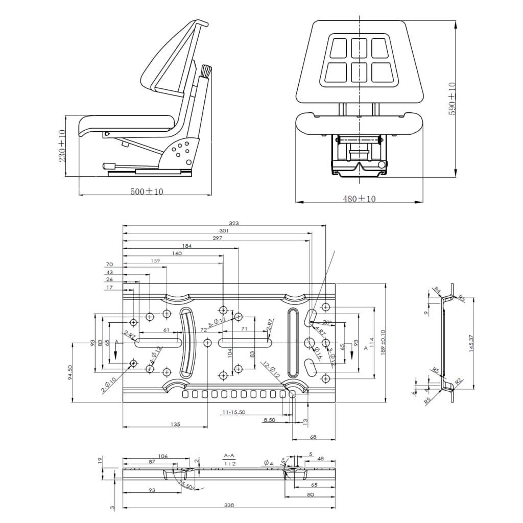 Tractor Seat With Suspension Black