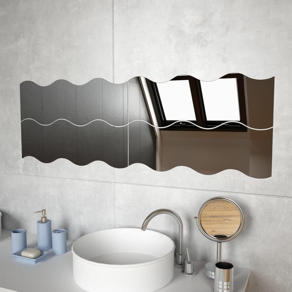 Wall Mirrors 4 Pcs Wave Glass