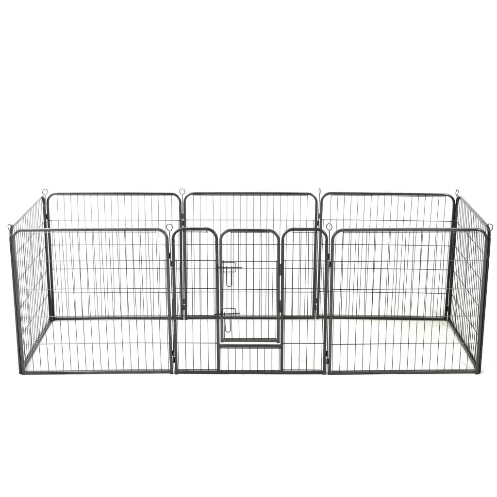 Trendyproduct.co.uk Dog Playpen 8 Panels Steel Black vidaXL Animals & Pet Supplies Animals & Pet Supplies > Pet Supplies > Dog Supplies > Dog Kennels & Runs Black Dog Kennels & Runs Dog Supplies parcel Pet Supplies vidaXL