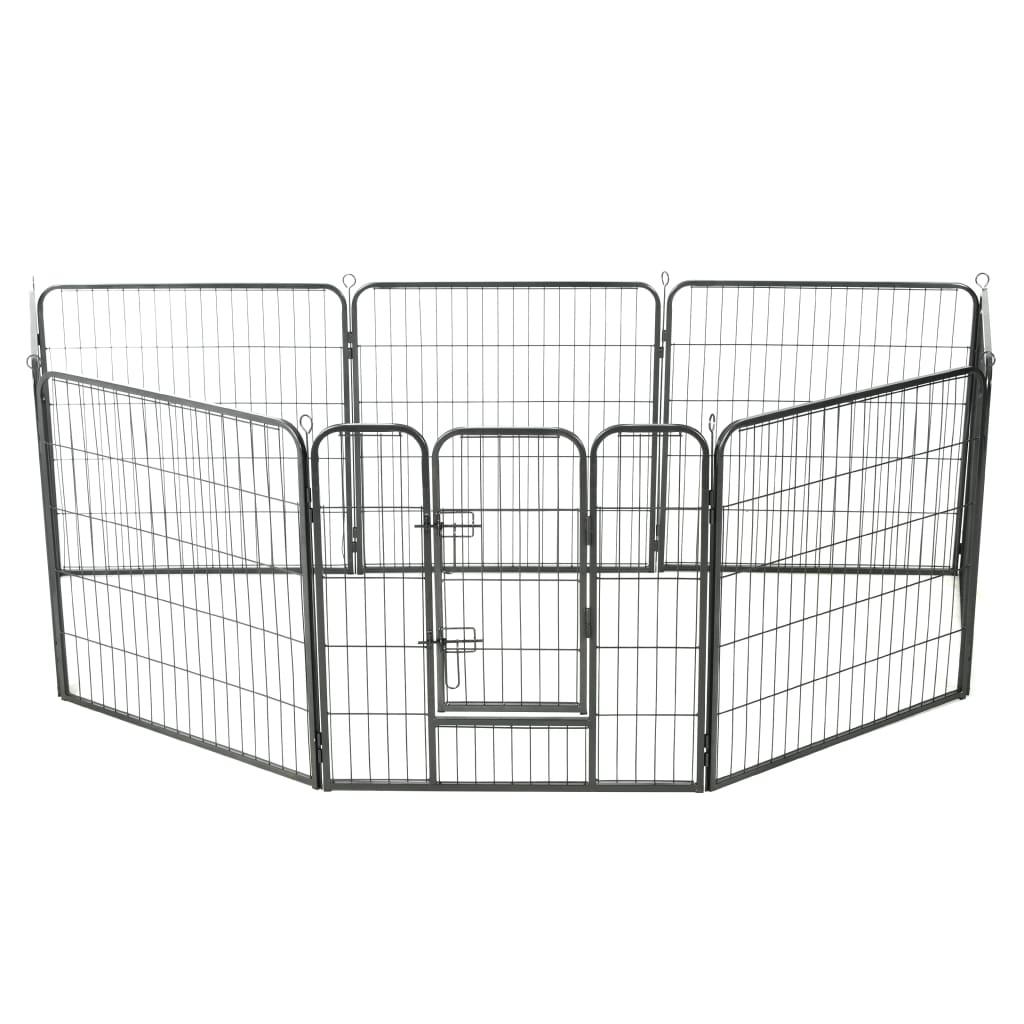 Trendyproduct.co.uk Dog Playpen 8 Panels Steel Black vidaXL Animals & Pet Supplies Animals & Pet Supplies > Pet Supplies > Dog Supplies > Dog Kennels & Runs Black Dog Kennels & Runs Dog Supplies parcel Pet Supplies vidaXL