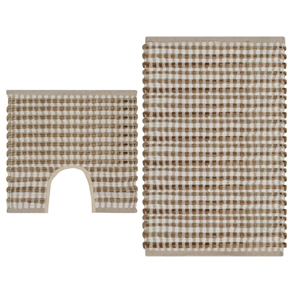 Hand-Woven Jute Bathroom Mat Set Fabric Natural And