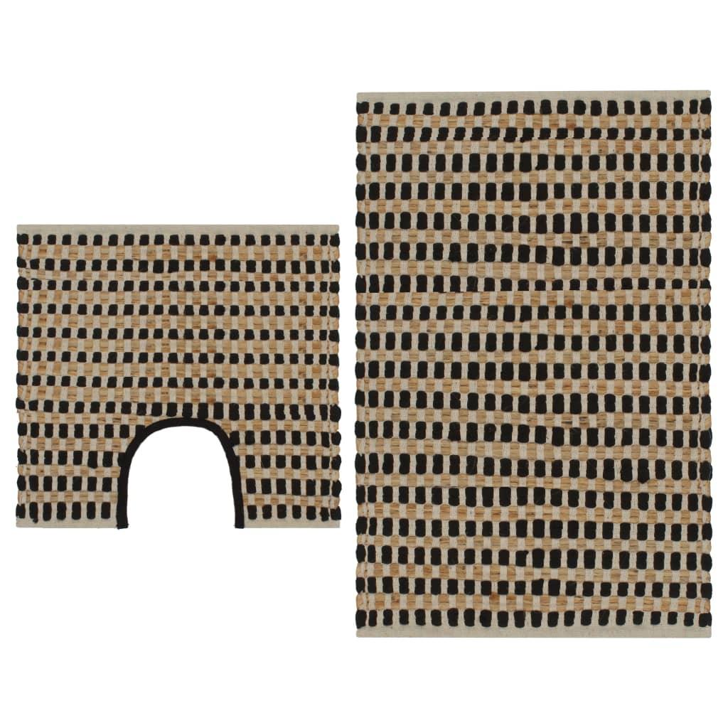 Hand-Woven Jute Bathroom Mat Set Fabric Natural And