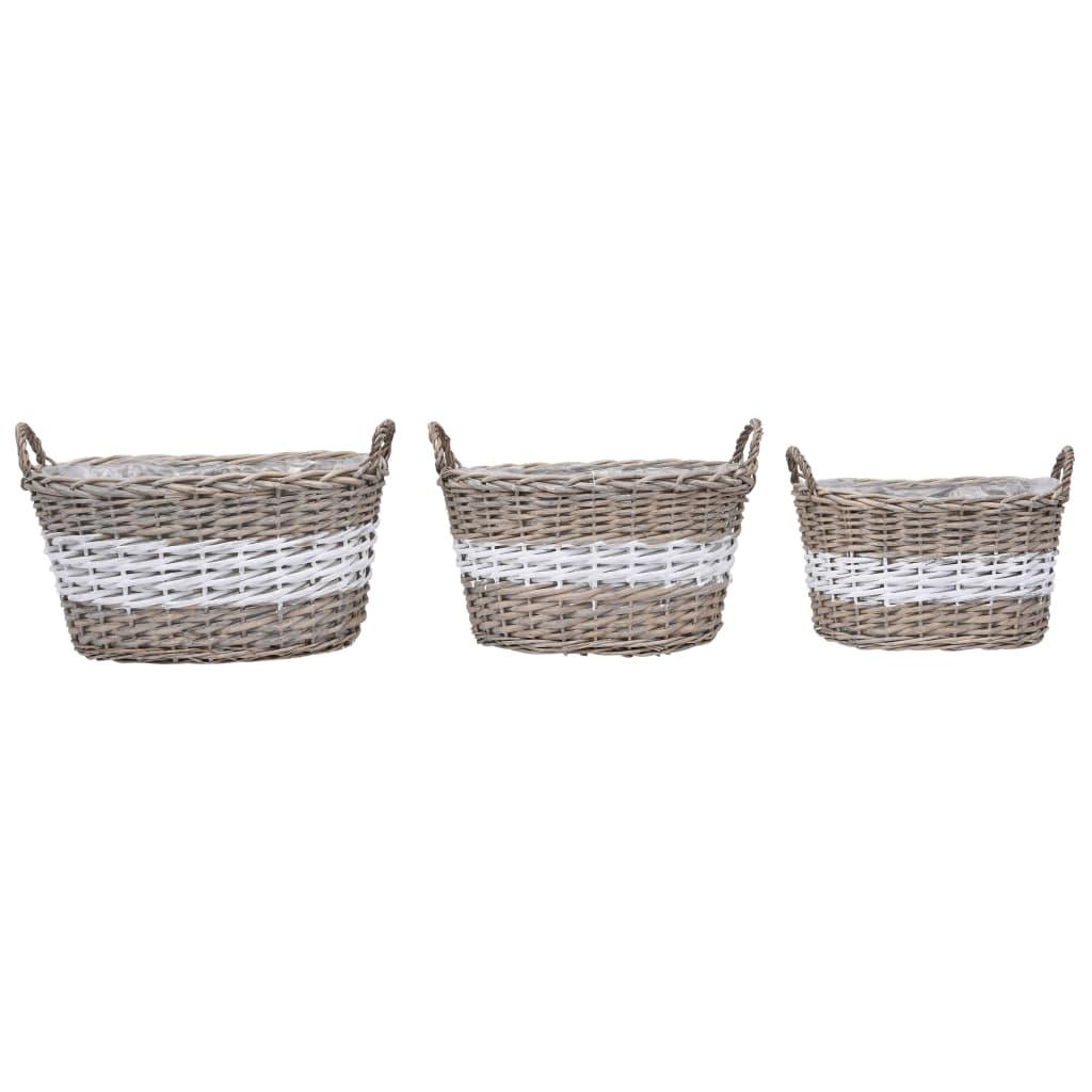 Raised Bed 3 Pcs Wicker With Pe Lining