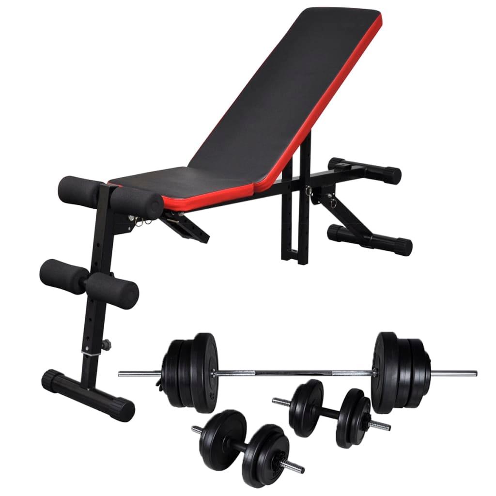 Adjustable Sit-Up Bench With Barbell And Dumbbell Set