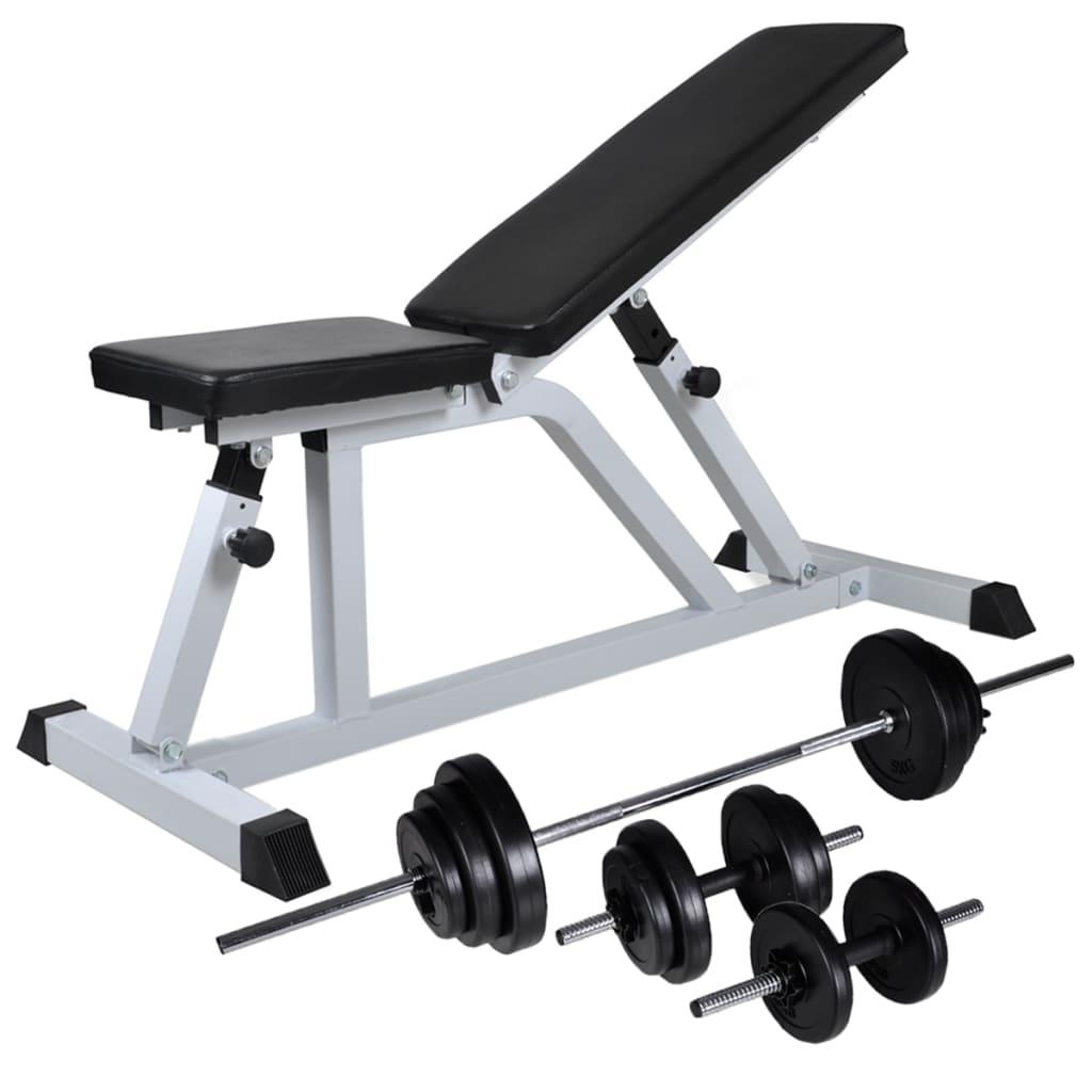 Workout Bench With Barbell And Dumbbell Set 30.5 Kg