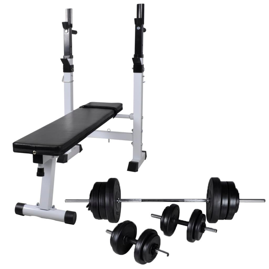 Workout Bench With Weight Rack, Barbell And Dumbbell Set