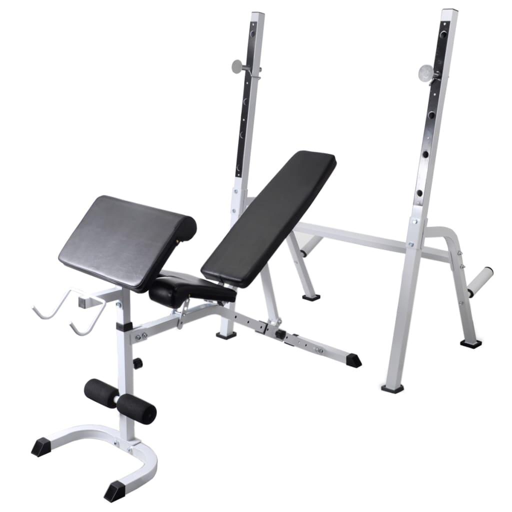 Workout Bench With Weight Rack, Barbell And Dumbbell Set 60.5Kg