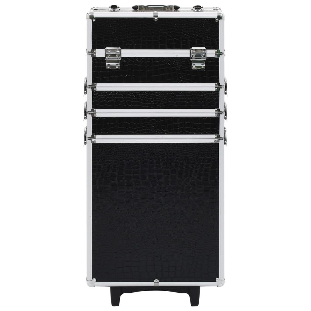 Make-Up Trolley Aluminium Black With Crocodile Pattern