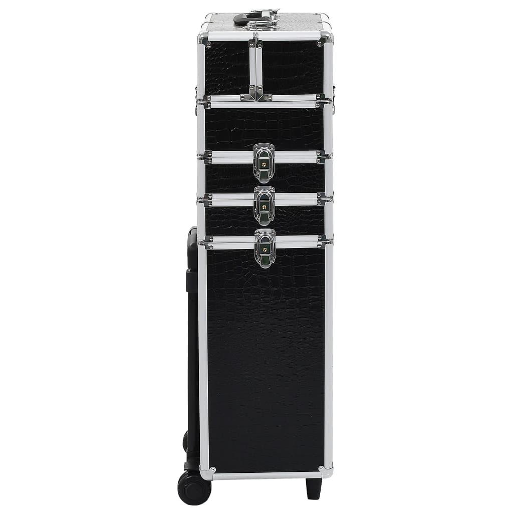 Make-Up Trolley Aluminium Black With Crocodile Pattern