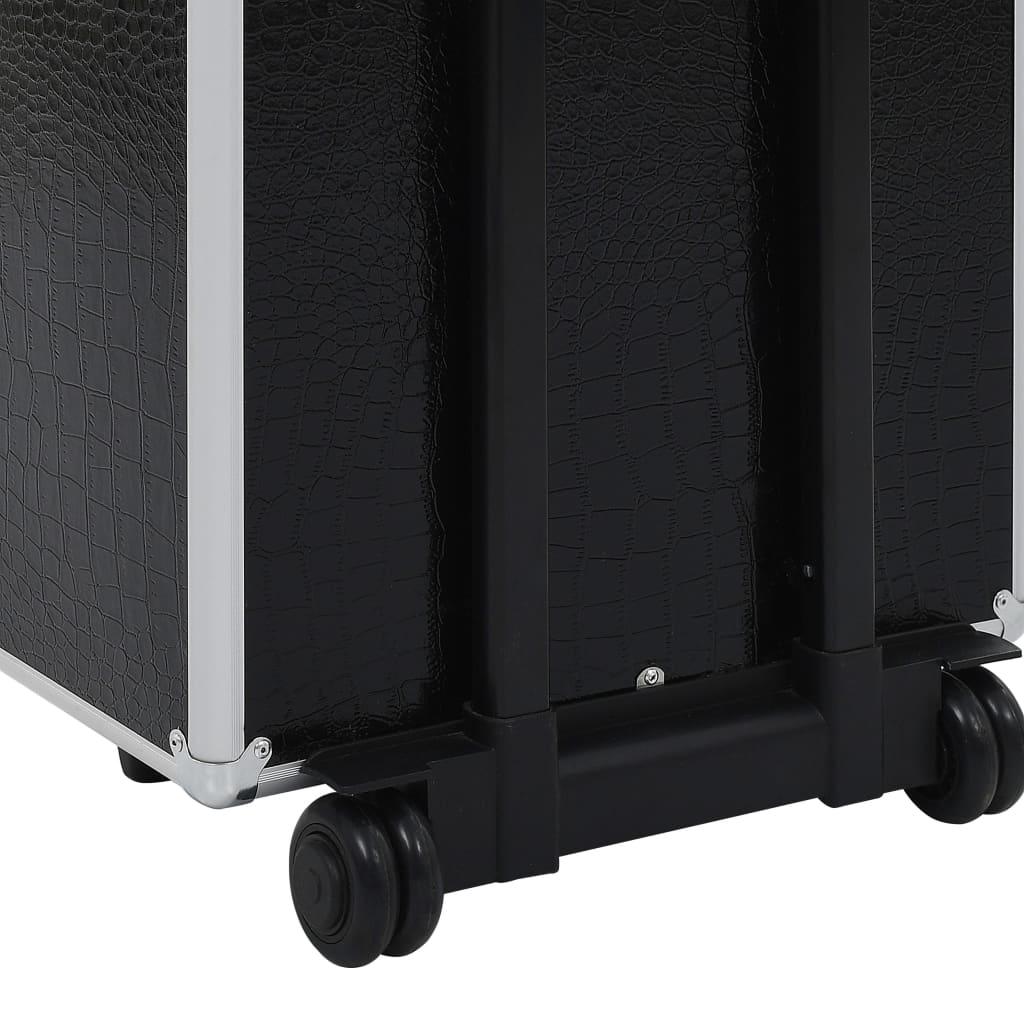 Make-Up Trolley Aluminium Black With Crocodile Pattern