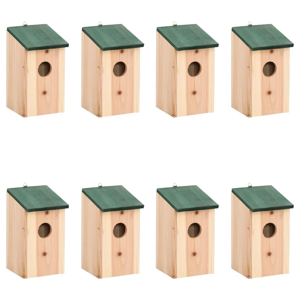 Bird Houses 8 Pcs Wood 12X12X22 Cm