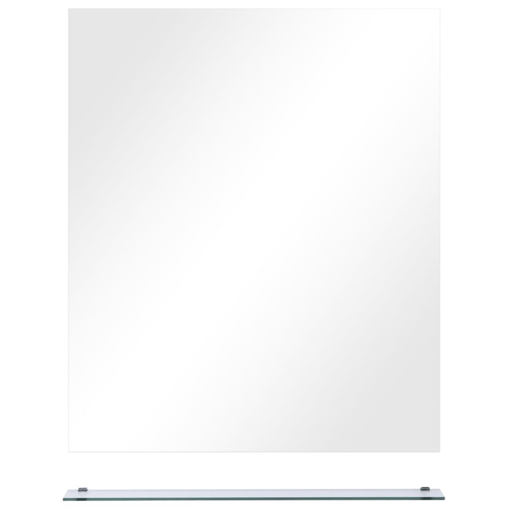 Wall Mirror With Shelf 50X60 Cm Tempered Glass