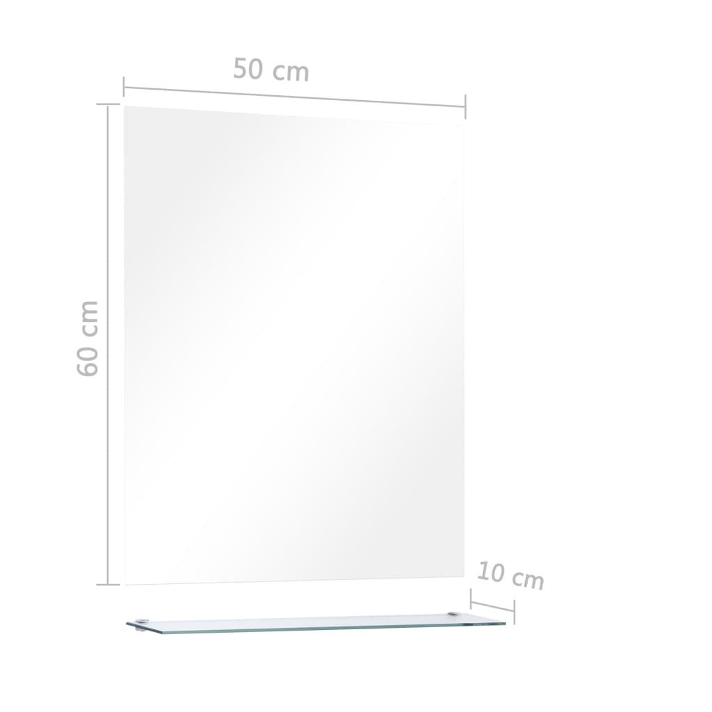 Wall Mirror With Shelf 50X60 Cm Tempered Glass