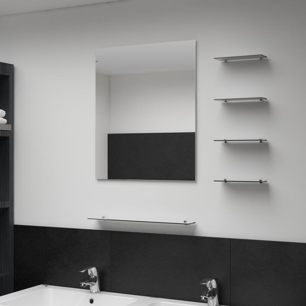 Wall Mirror With Shelf 50X60 Cm Tempered Glass