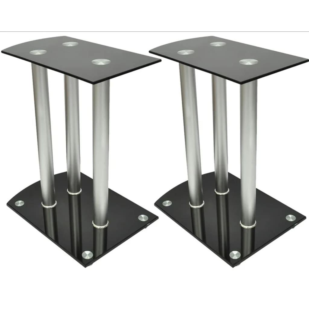 Aluminum Speaker Stands Glass 2Pcs