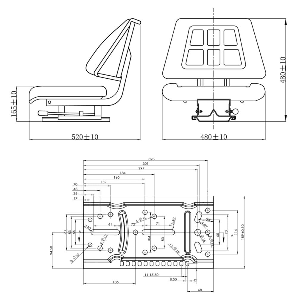 Tractor Seat With Backrest Black