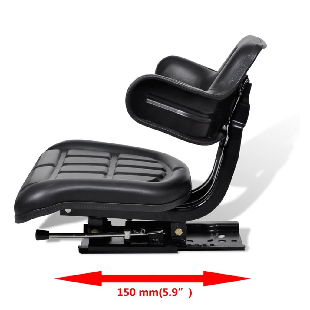 Tractor Seat With Backrest Black