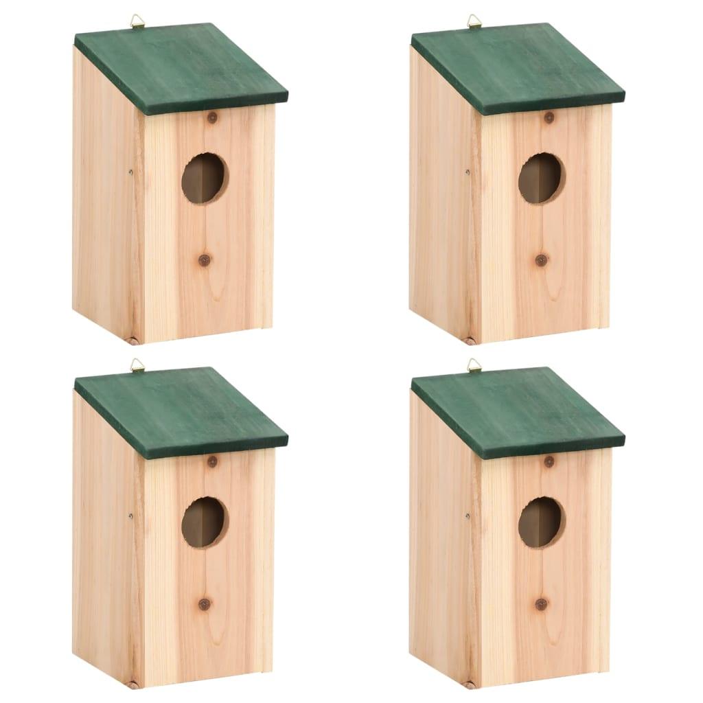 Bird Houses 4 Pcs Wood 12X12X22 Cm