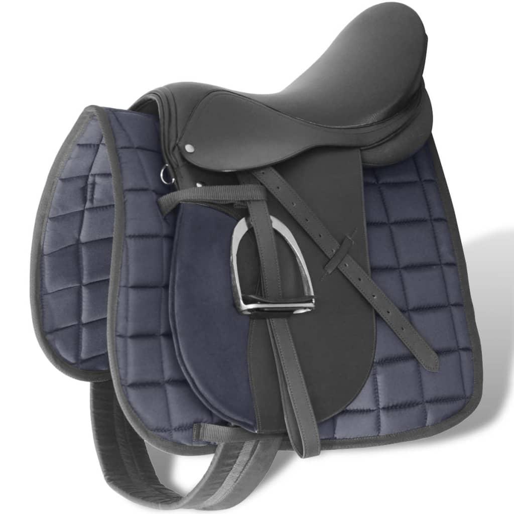 Horse Riding Saddle Set 17.5&quot; Real Leather