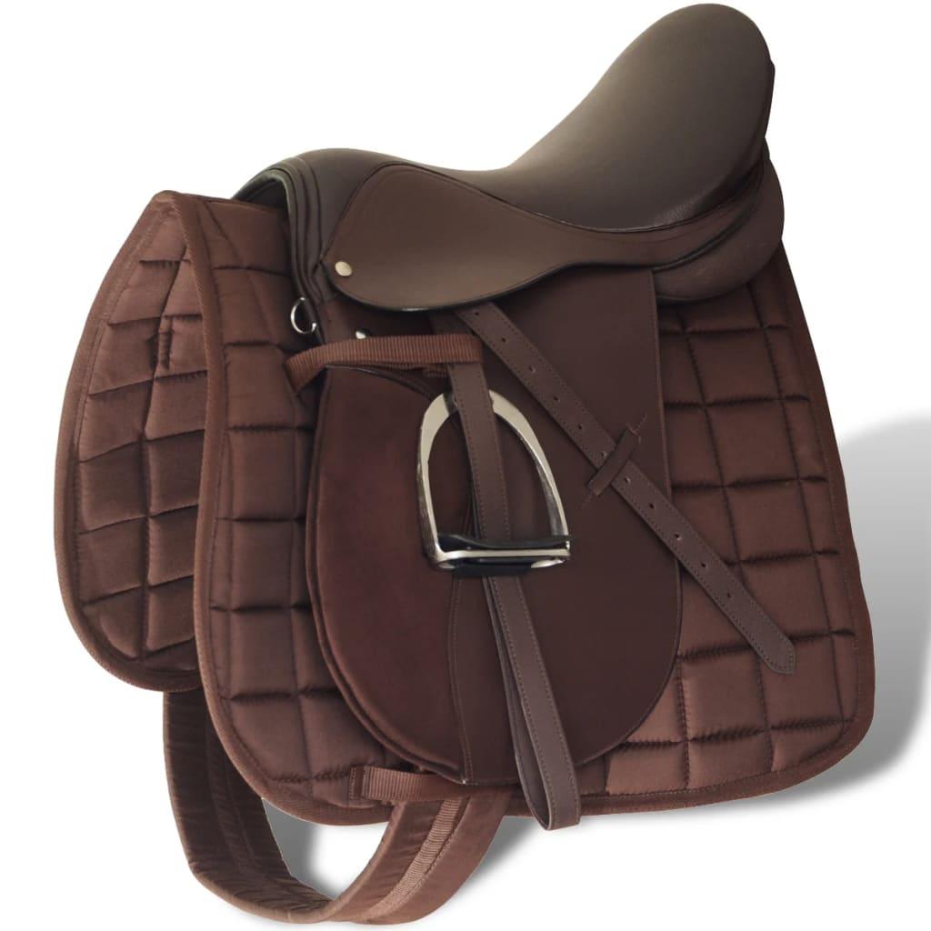 Horse Riding Saddle Set 17.5&quot; Real Leather