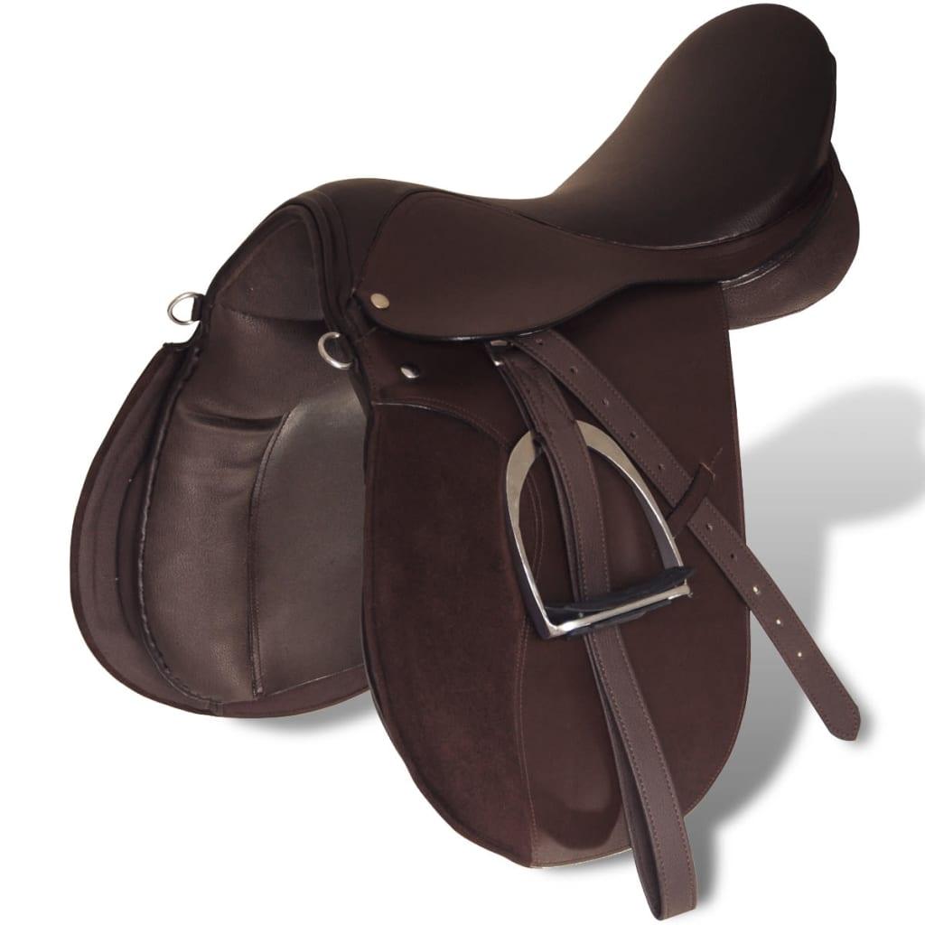 Horse Riding Saddle Set 17.5&quot; Real Leather