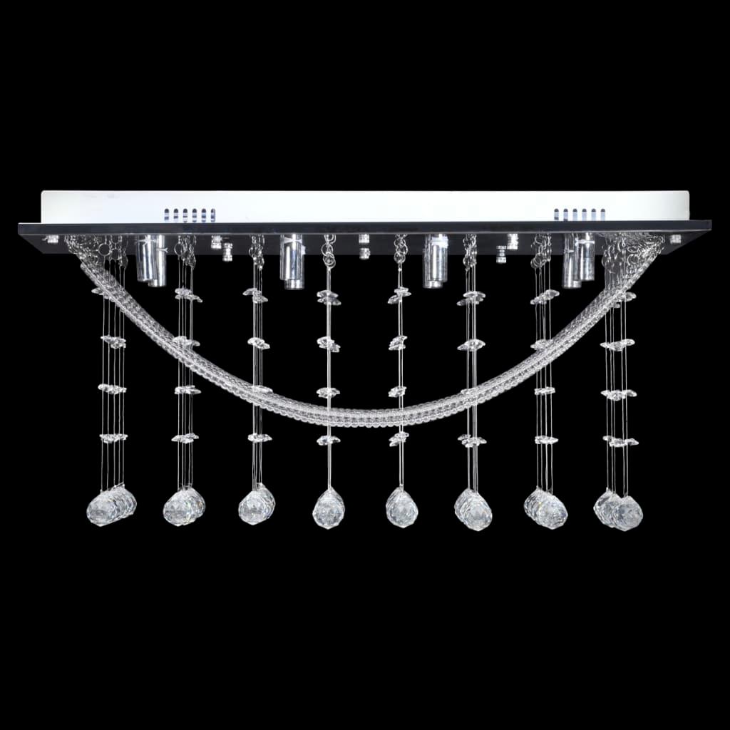 White Ceiling Lamp With Glittering Glass Crystal Beads 8 X G9 29 Cm