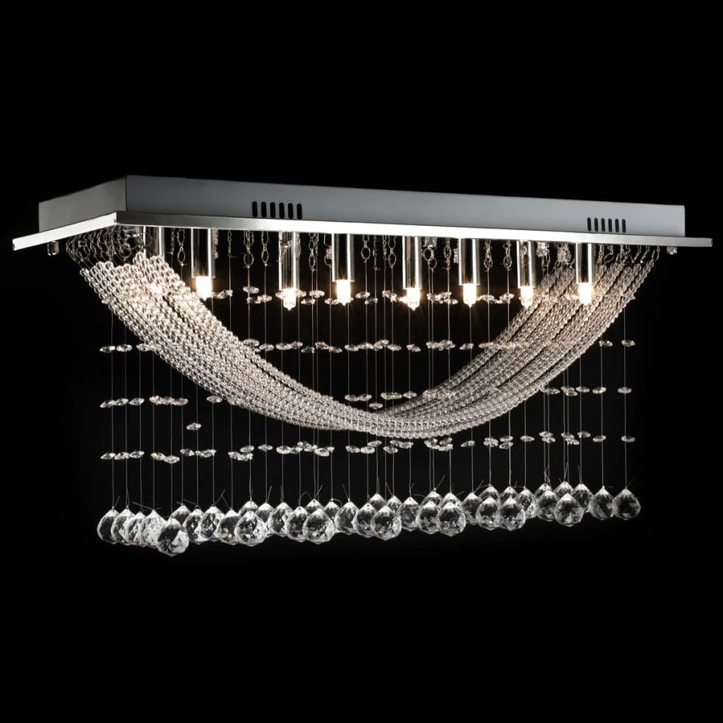 White Ceiling Lamp With Glittering Glass Crystal Beads 8 X G9 29 Cm