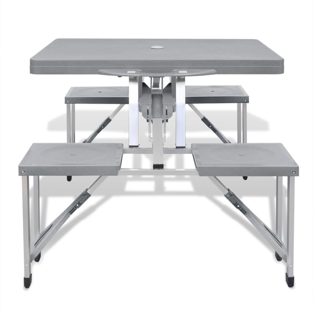 Foldable Camping Table Set With 4 Stools Aluminium Extra