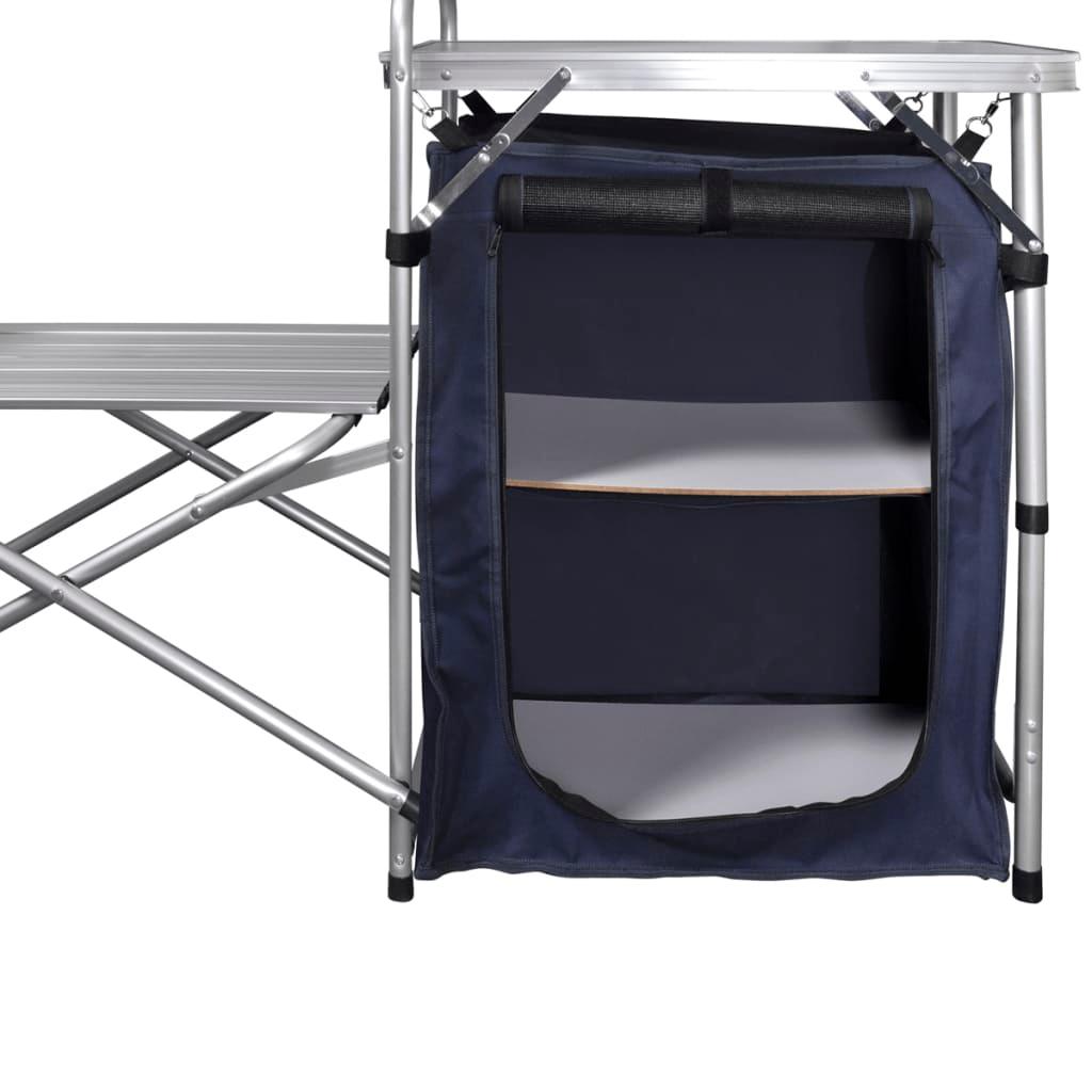 Foldable Camping Kitchen Unit With Windshield Aluminium