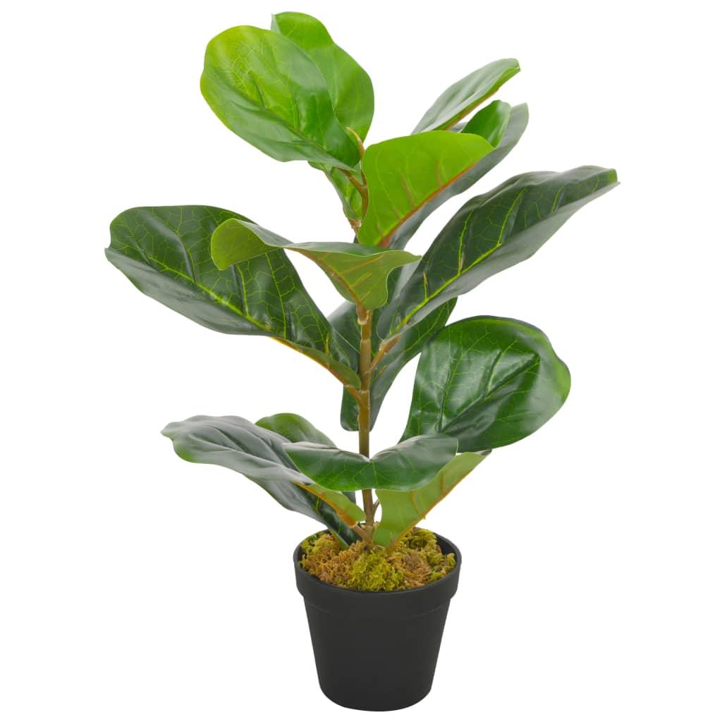 Artificial Plant Fiddle Leaves With Pot Green