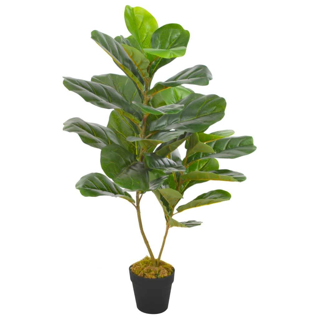 Artificial Plant Fiddle Leaves With Pot Green