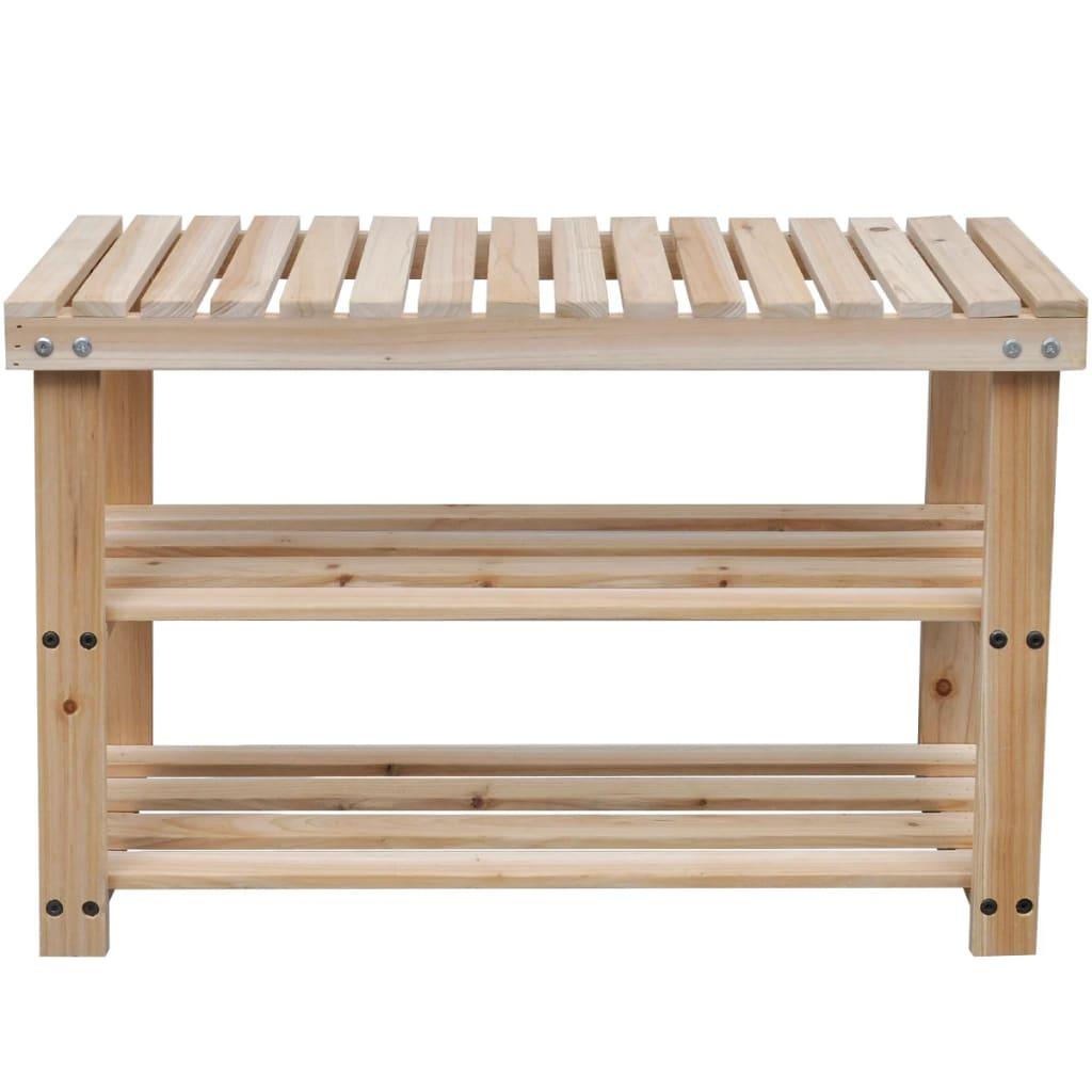 2-In-1 Shoe Rack With Bench Top 2 Pcs Solid Wood