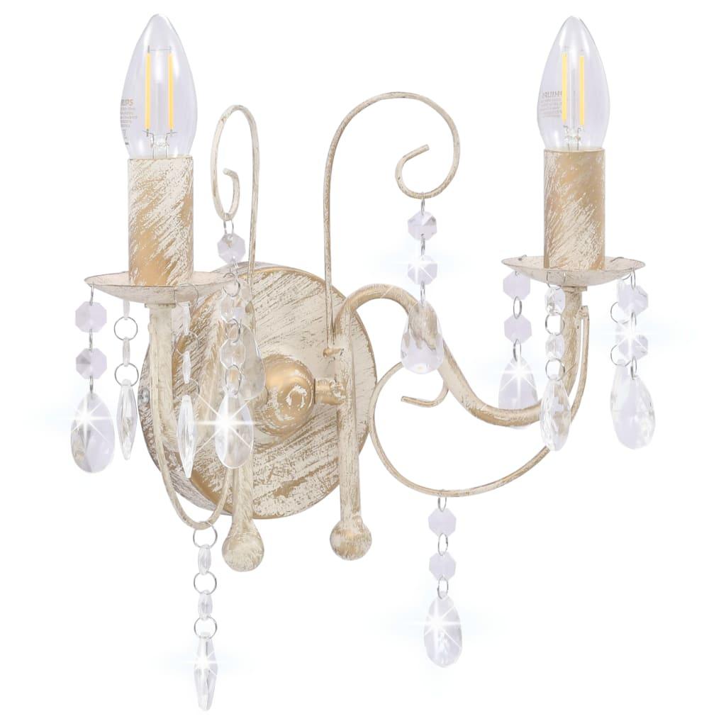 Wall Lamp With Beads Antique 2 X E14 Bulbs