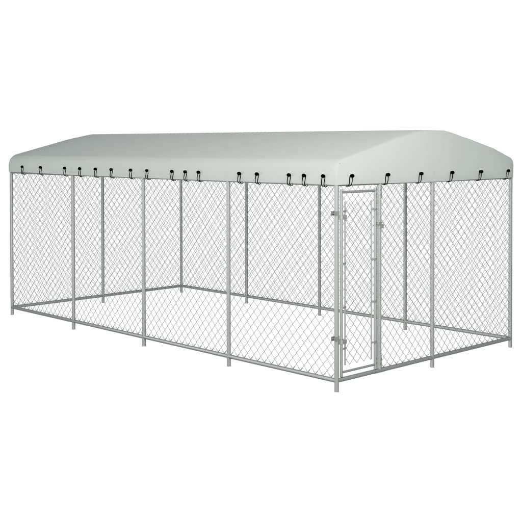 Outdoor Dog Kennel With Roof 7.6X3.8X2.3 M