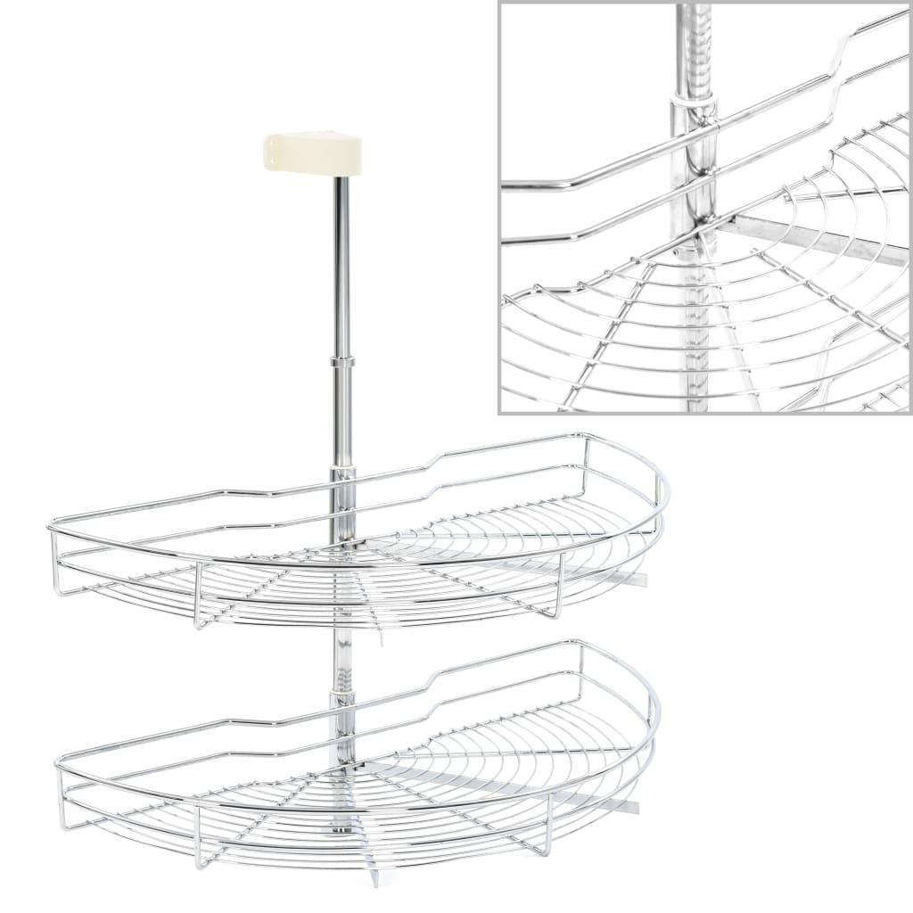 2-Tier Kitchen Wire Basket Silver 180 Degree