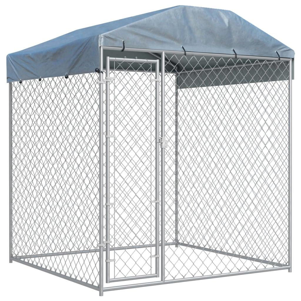 Trendyproduct.co.uk Outdoor Dog Kennel With Roof vidaXL Animals & Pet Supplies Animals & Pet Supplies > Pet Supplies > Dog Supplies > Dog Kennels & Runs Dog Kennels & Runs Dog Supplies parcel Pet Supplies Silver vidaXL