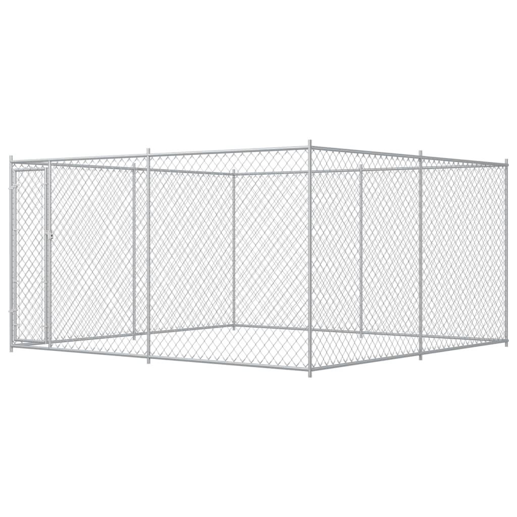 Trendyproduct.co.uk Outdoor Dog Kennel With Roof vidaXL Animals & Pet Supplies Animals & Pet Supplies > Pet Supplies > Dog Supplies > Dog Kennels & Runs Dog Kennels & Runs Dog Supplies parcel Pet Supplies Silver vidaXL