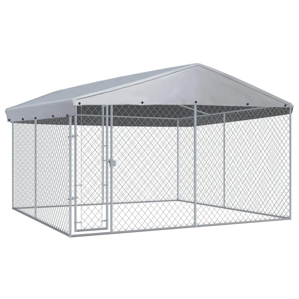 Trendyproduct.co.uk Outdoor Dog Kennel With Roof vidaXL Animals & Pet Supplies Animals & Pet Supplies > Pet Supplies > Dog Supplies > Dog Kennels & Runs Dog Kennels & Runs Dog Supplies parcel Pet Supplies Silver vidaXL