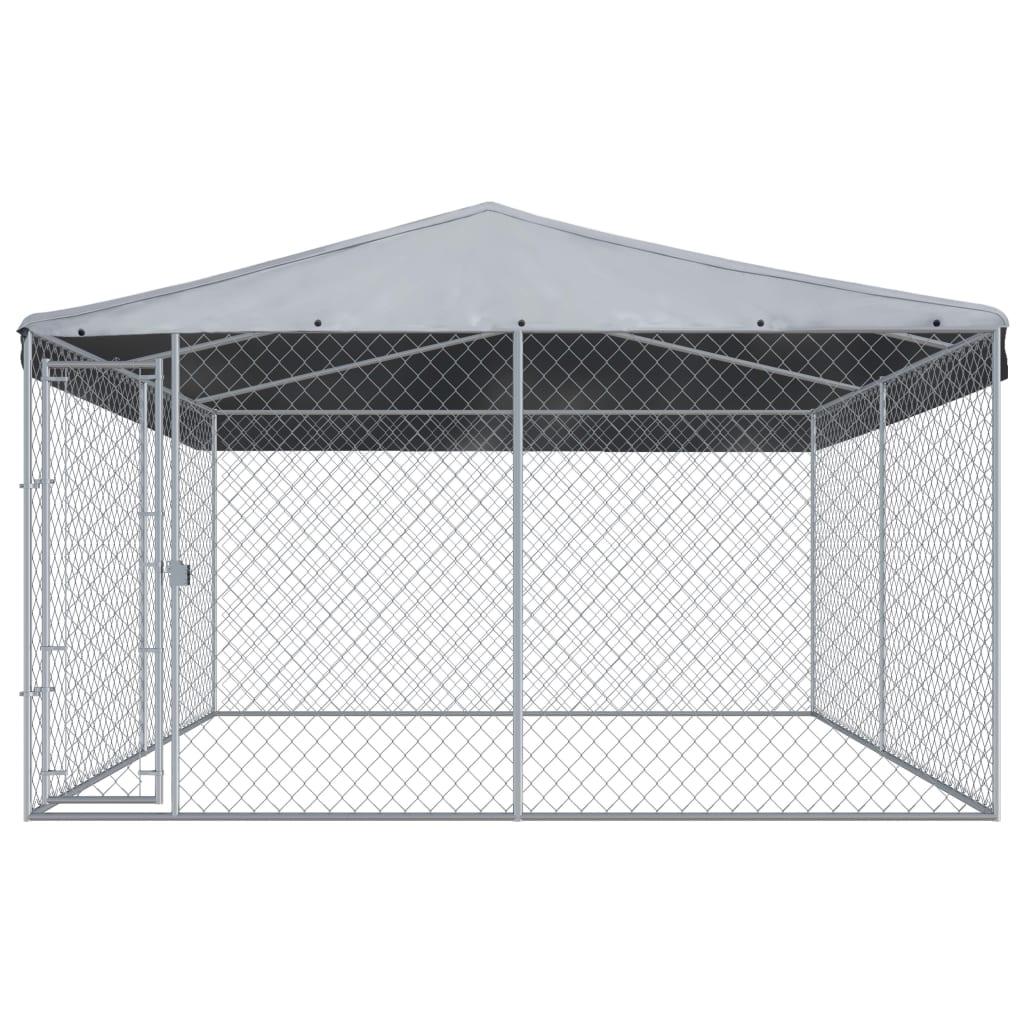 Trendyproduct.co.uk Outdoor Dog Kennel With Roof vidaXL Animals & Pet Supplies Animals & Pet Supplies > Pet Supplies > Dog Supplies > Dog Kennels & Runs Dog Kennels & Runs Dog Supplies parcel Pet Supplies Silver vidaXL