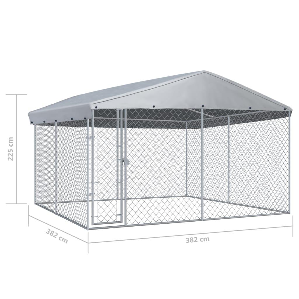 Trendyproduct.co.uk Outdoor Dog Kennel With Roof vidaXL Animals & Pet Supplies Animals & Pet Supplies > Pet Supplies > Dog Supplies > Dog Kennels & Runs Dog Kennels & Runs Dog Supplies parcel Pet Supplies Silver vidaXL